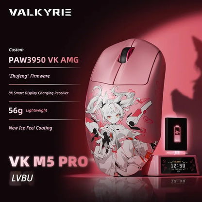 Mouse gaming wireless VALKYRIE VK M5 PRO con doppio 8K, ricevitore con display intelligente, ergonomico, leggero e a bassa latenza