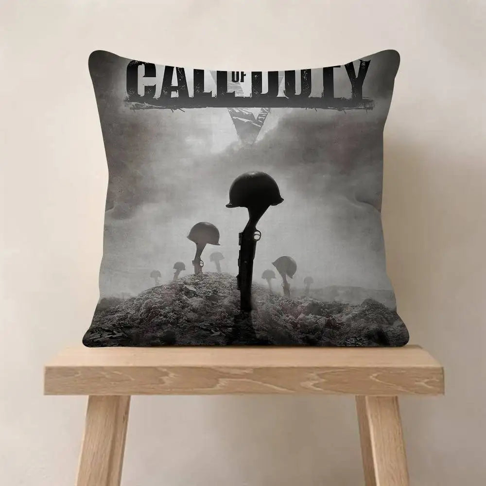 Klasická hra C-Call Of D-Duty personalizovaný polštář s obrázkem a textem, bytová dekorace, dárek do domácnosti, 45x45cm