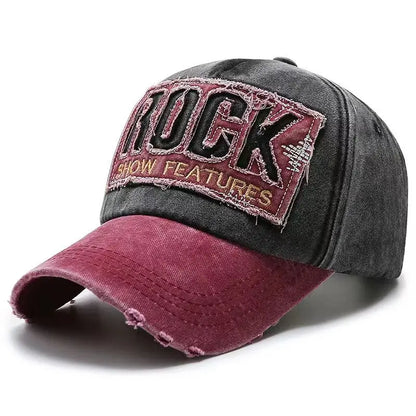 Baseballkasket i bomuld af høj kvalitet med ROCK-bogstavbroderi til mænd og kvinder, gorras snapback, udendørs sportssolhat
