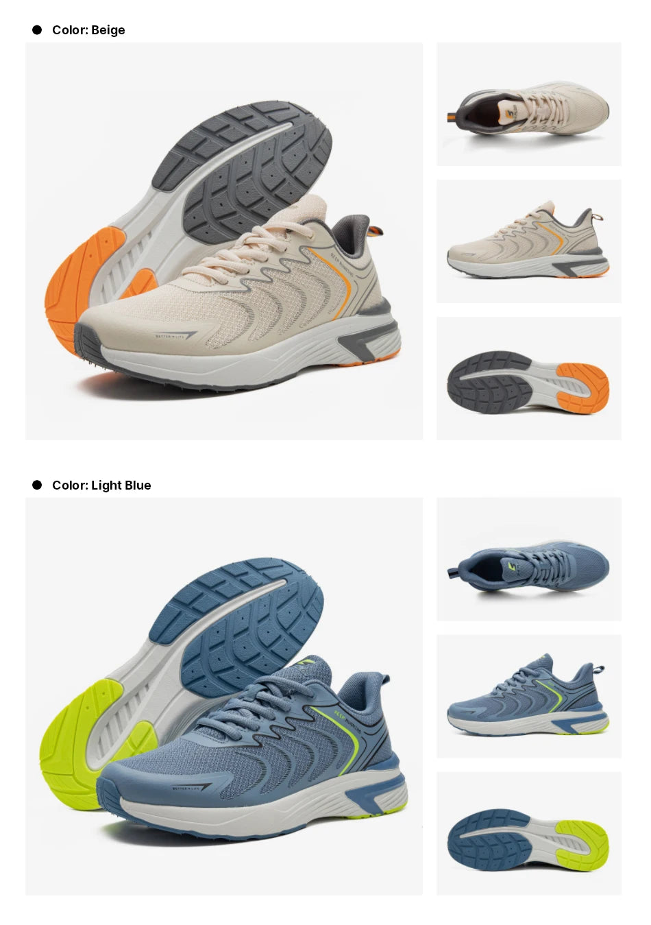 Baasploa Men's Running Shoes Casual Lightweight Mesh Breathable Sneakers Male Outdoor Non-Slip Wear-Resistant Sports Shoes