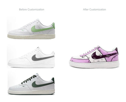 Custom Sneakers Custom Sneakers NIKE COURT VISION  Messy Line Design Couple Matching Shoes Unisex Low-Top Skate  retro shoes