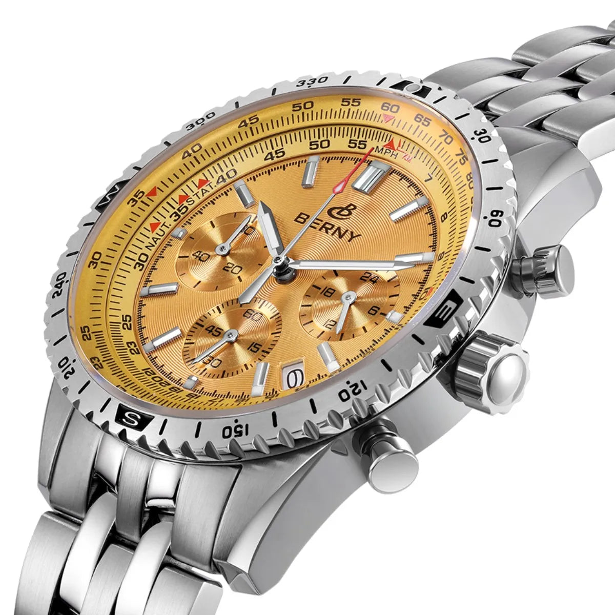 BERNY Aviation Men's Watches Quartz Chronograph Watch Date Sapphire Super Luminous Luxury Brand Dress Man Wristwatch
