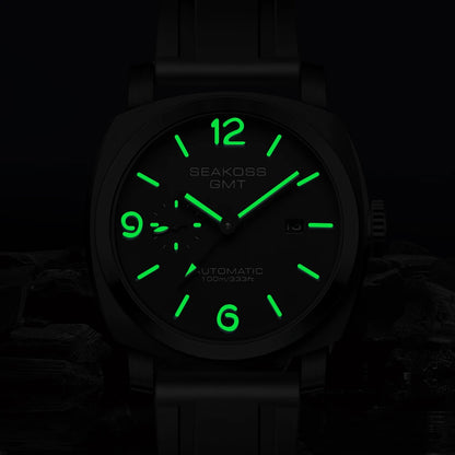 SEAKOSS GMT Men‘s Diving Automatic Mechanical Watches Seagull ST2557 Movement 316L Super Luminous Calendar 10Bar Reloj Homber