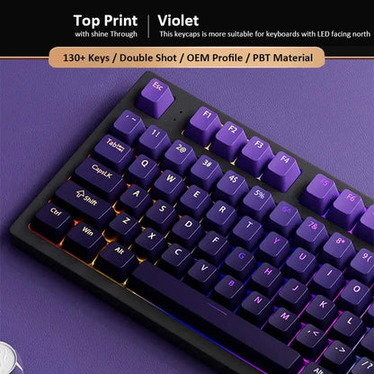 Conjunto de 133+ teclas OEM em gradiente para teclado mecânico gaming com switches Cherry MX, PBT retroiluminado RGB, layout ISO