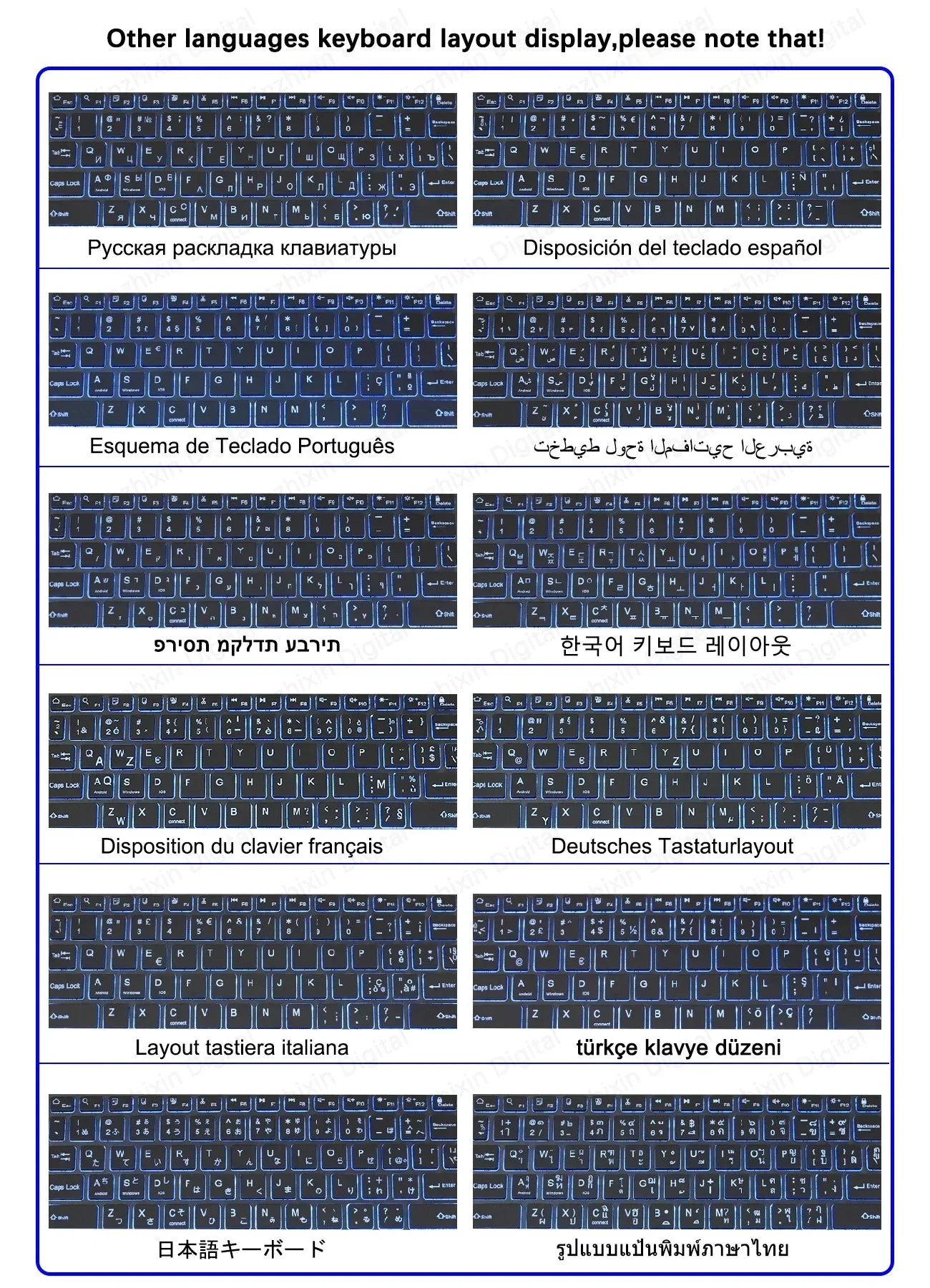 Mini Backlit RGB 10-inch Bluetooth Keyboard Wireless Mouse Rechargeable for Spanish Russian Hebrew Korean French Arabic Portuguese