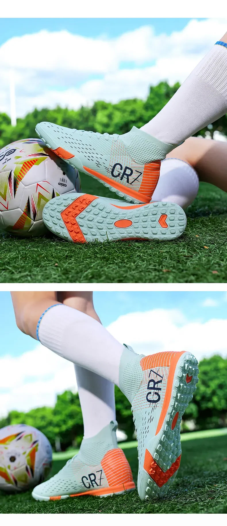 Chuteiras de Futebol de Treino TF com Pitons Longos, Resistentes ao Desgaste, Respiráveis, para Terreno Firme, Jogo ao Ar Livre e Treino