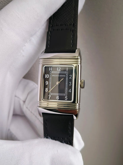 Specht&Söhne Reversible Square Watch Ronda Quartz Movt Stainless Steel Case Sapphire Crystal Flip Design Mens Fashion Wristwatch