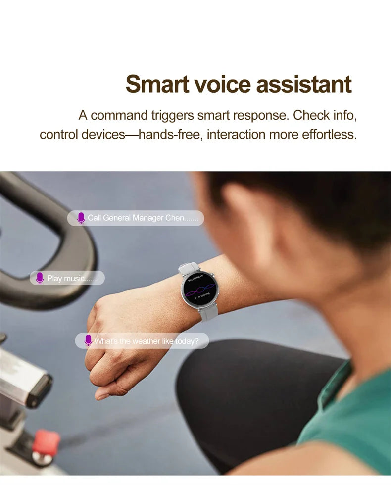 New 1.32inch Smart Watch For Women Health ECG Health Lady Watches Full Touch Screen Call Custom Dial Diamond Strap Smartwatch