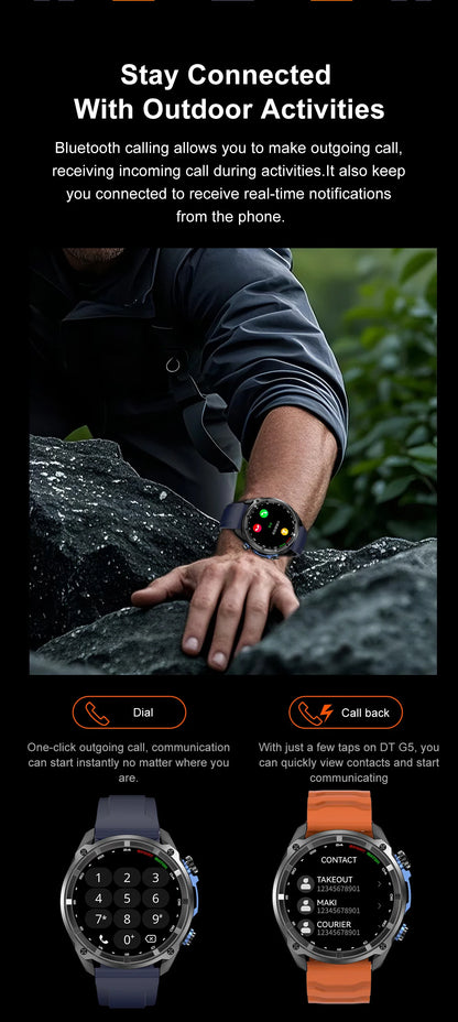 New Men TANK GPS Map Smart Watch Outdoor Compass 1000mAh Large Battery 10ATM Waterproof Bluetooth Call Sports AMOLED Smartwatch