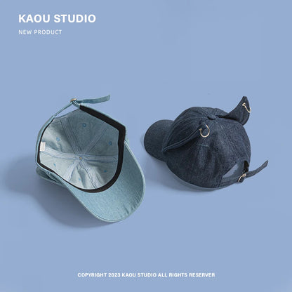 Casquette de baseball cowboy tendance « Niche Y2k Personality » avec oreilles de renard mignonnes, boucle métallique, visière ajustable, pour homme et femme, style hip-hop