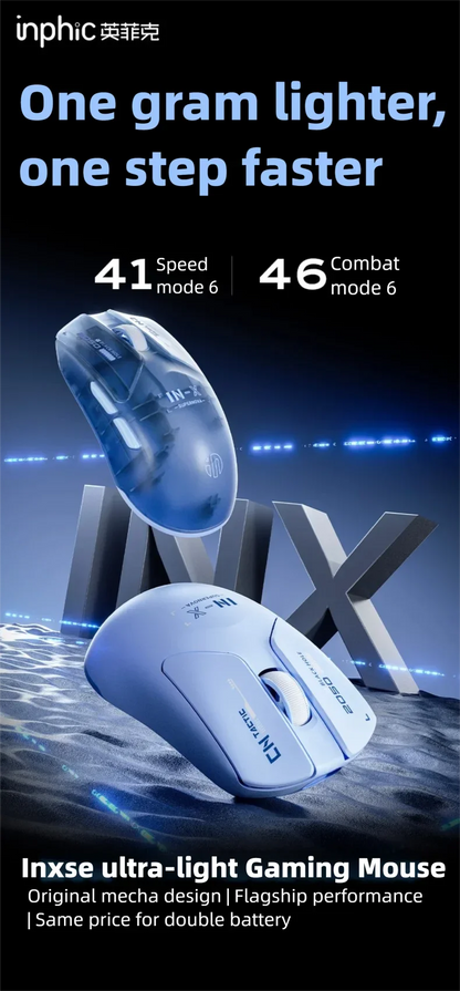 INPHIC INX SE Lightweight Wireless Gaming Mouse, 12800 DPI Wireless Gaming Mouse, 1000Hz Polling Rate, Rechargeable Gaming Mouse for PC & Laptop