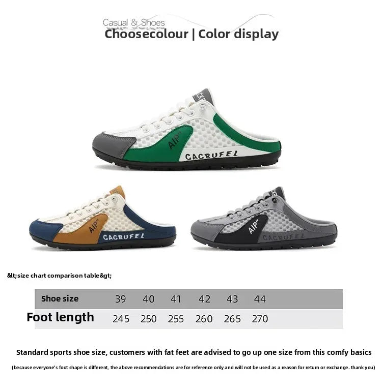Men's Slip-On Lace-Up Casual Sports Shoes Breathable Mesh Unisex Spring Autumn Season Low Cut Flat Footwear Quick Easy Wear