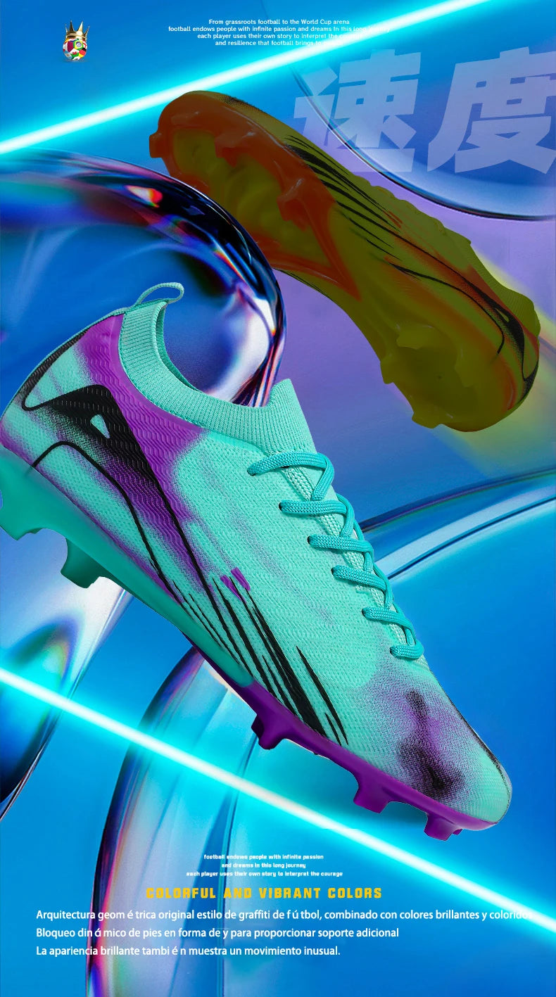 New Men Football Boots FG Non-Slip Training Shoes Soccer Cleats Long Spikes Soccer Shoes Ultralight Outdoor Drop Shipping