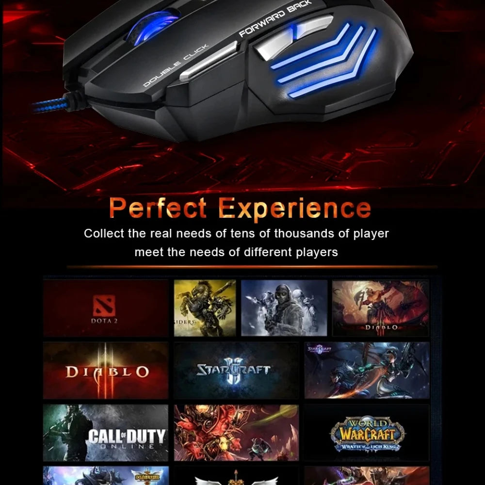 Wired Gaming Mouse, Gamer Computer Mouse with RGB Backlit, Ergonomic Design, Silent Backlight, LED, 7 Buttons, USB Mice for PC Desktop