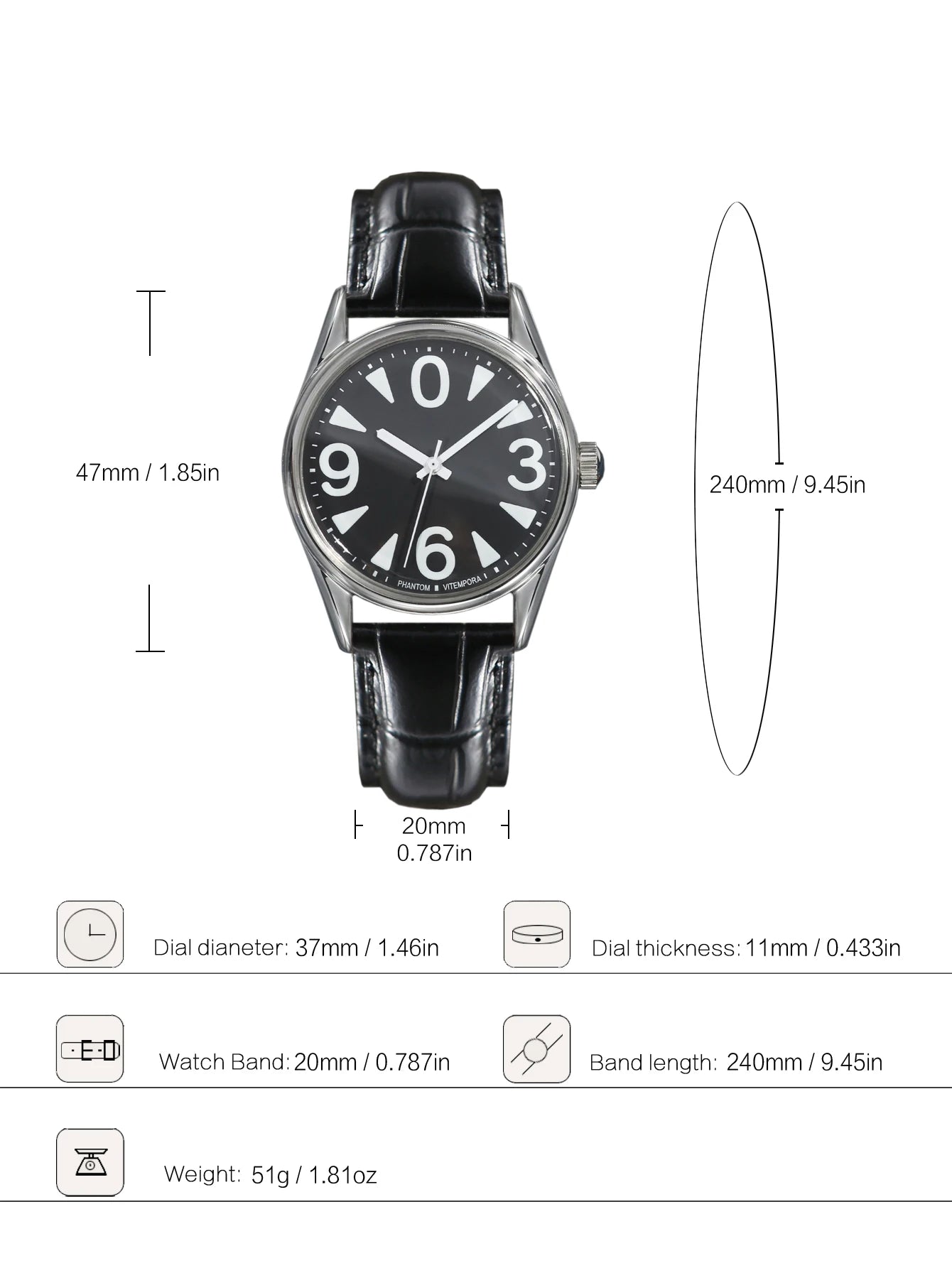 Men's Mechanical Watch for Shanghai 8120 Manual Movement 38mm Vintage 3D Acrylic Crystal