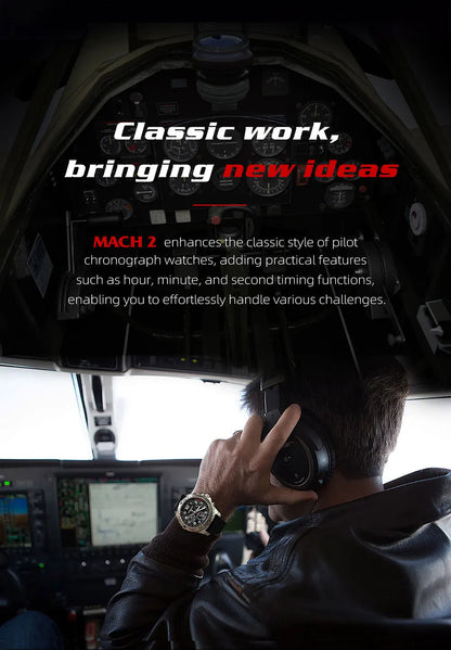 NORTH EDGE 2024 MACH 2 Men's Watches Solar Power 316 stainless steel Case Quartz Watch For Men Pilot Waterproof 50M Stopwatch