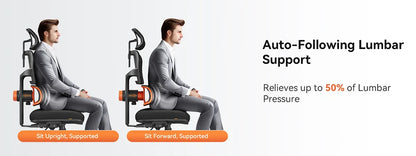 Newtral NT001 Ergonomic Office Chair with Auto-Following Lumbar Support, Adjustable Armrest Headrest
