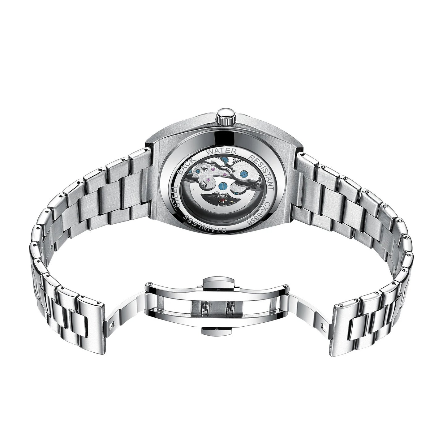 Men's Fully Automatic Mechanical New Trend Steel Strip Business Hollow Waterproof Male Fashion Wristwatches High End Gifts