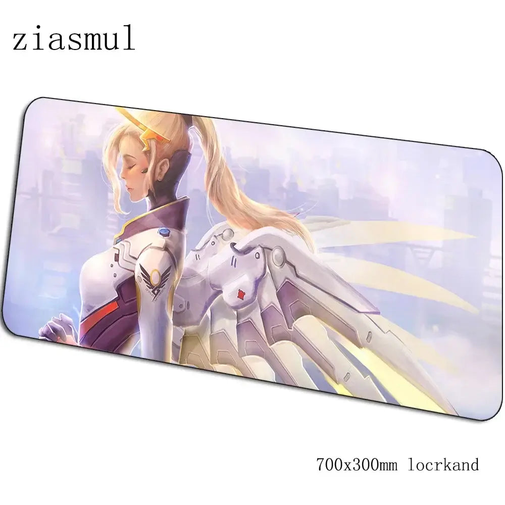 Tappetino mouse Overwatch cartoon per computer 700x300x3mm, tappetino gaming grande Indie Pop per mouse e tastiera, giochi PC gamer da scrivania