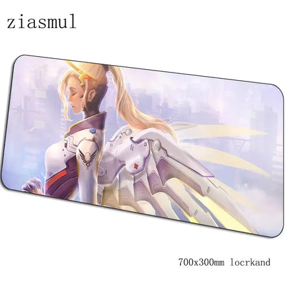 Tappetino mouse Overwatch cartoon per computer 700x300x3mm, tappetino gaming grande Indie Pop per mouse e tastiera, giochi PC gamer da scrivania