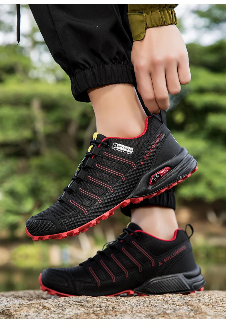 Men's Waterproof Hiking Shoes Outdoor Breathable Travel Walking Shoes Tactical Training Shoes Comfortable Lockless Cycling Shoes