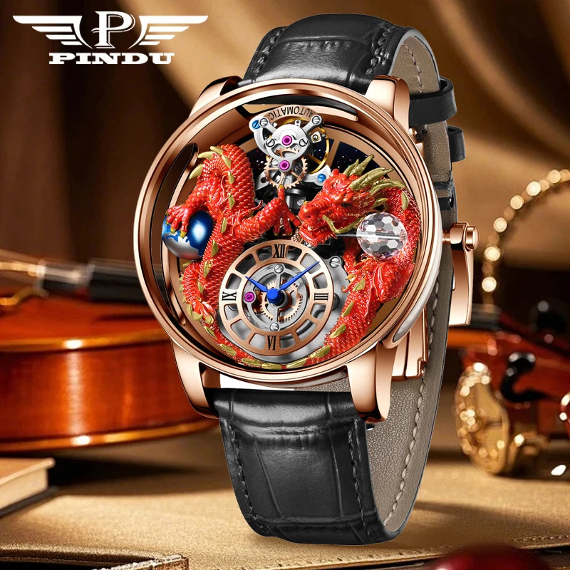 Relógio masculino PINDU Design 2025 NOVO Diamond Tourbillion, relógio de luxo Astronomia de marca premium, quartzo, vidro de safira, impermeável