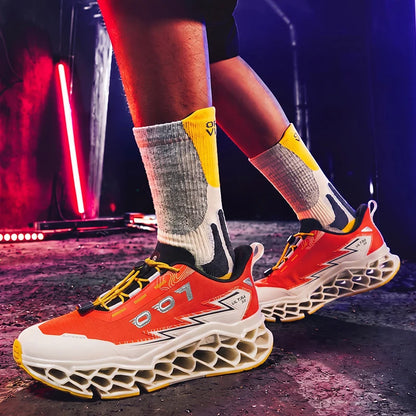 Summer Hot Selling Professional Mens Sports Shoes Marathon 3D Printed Sole Running Shoes Foot Protecting Commuting Walking Shoes