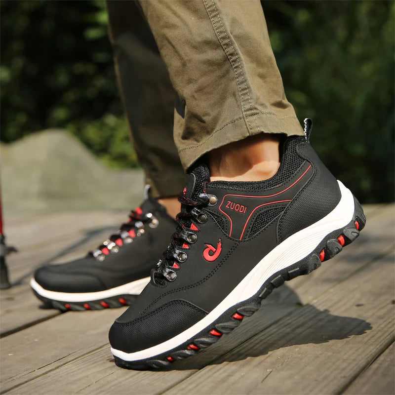 Autumn And Winter Models, Men's Waterproof Hiking Shoes, Outdoor PU Leather Sports Shoes, Wear-Resistant,  Walking, Tactical