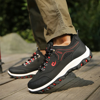 Autumn And Winter Models, Men's Waterproof Hiking Shoes, Outdoor PU Leather Sports Shoes, Wear-Resistant,  Walking, Tactical