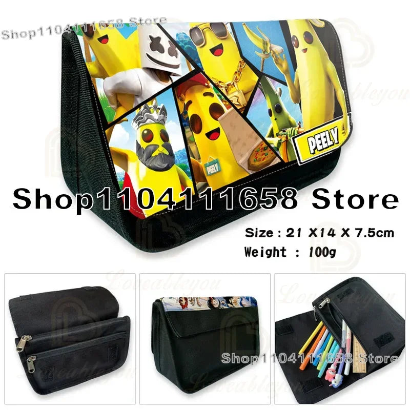 Fortnited Trousse Large Capacity Waterproof Velcro Pencil Case Student Black Estuche Stationery School Pennenzak Supplies