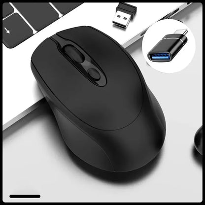 Rato sem fios compatível com Bluetooth 2.4G recarregável, rato de computador USB silencioso para gaming, para PC, portátil, MacBook e tablet