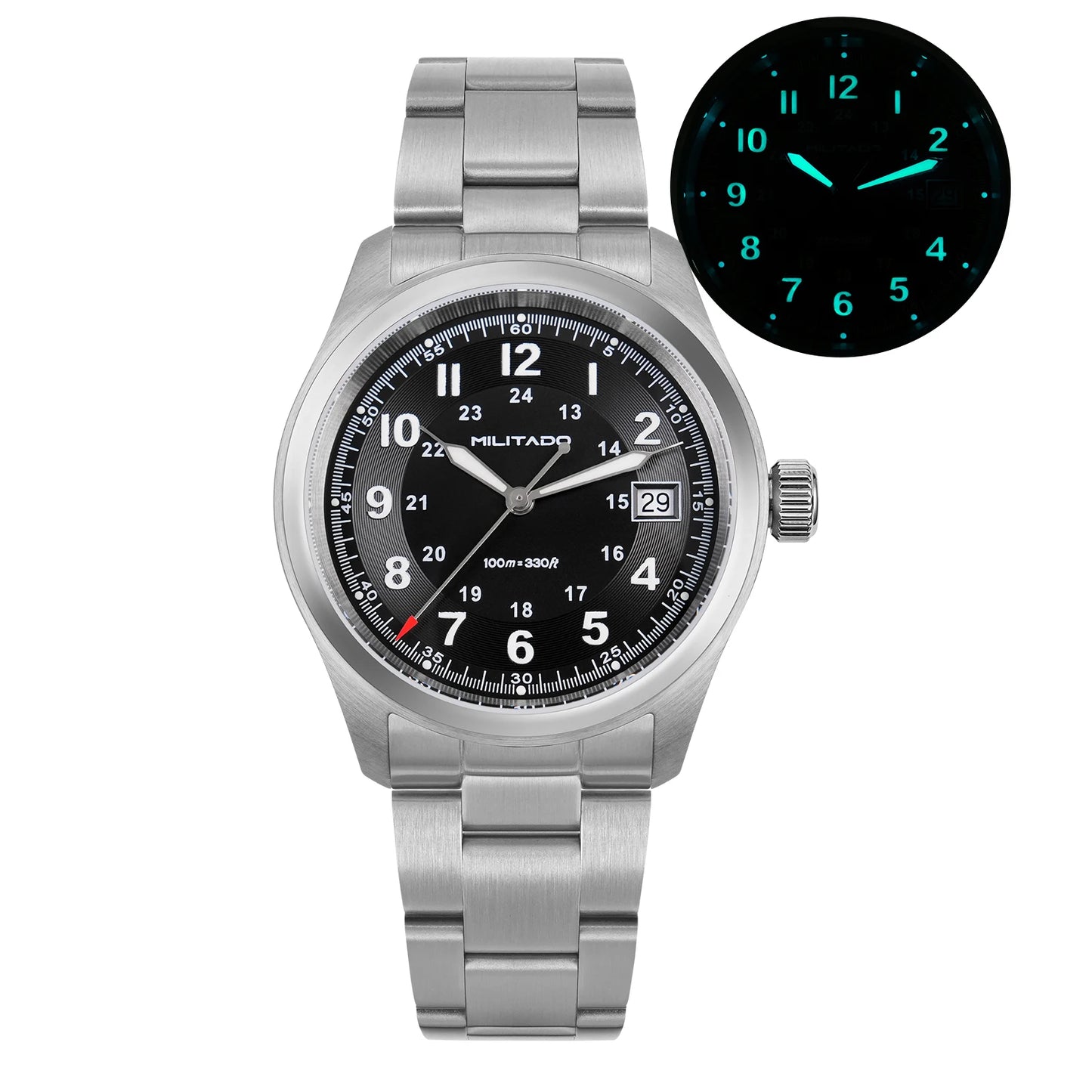 Militado ML08 Quartz Watch Ronda 515 Movement Domed Sapphire Wristwatch BGW9 Luminous 10Bar Waterproof 38mm Vintage Watches
