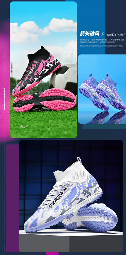 Double Star Men's High-Top TF Turf Football Boots, Youth & Student Edition, Adult & Kids, Professional Match & Training Soccer S
