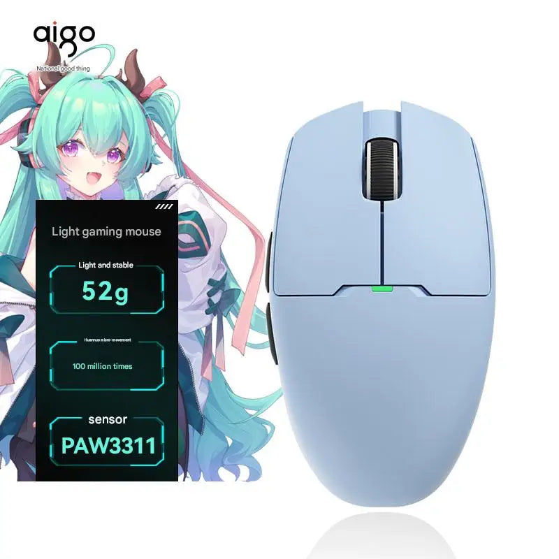 Aigo GM80 PLUS PRO Wireless Gaming Mouse, Bluetooth PAW3395/PAW3311 Lightweight Three-Mode Gaming Mouse with 1000Hz Polling Rate