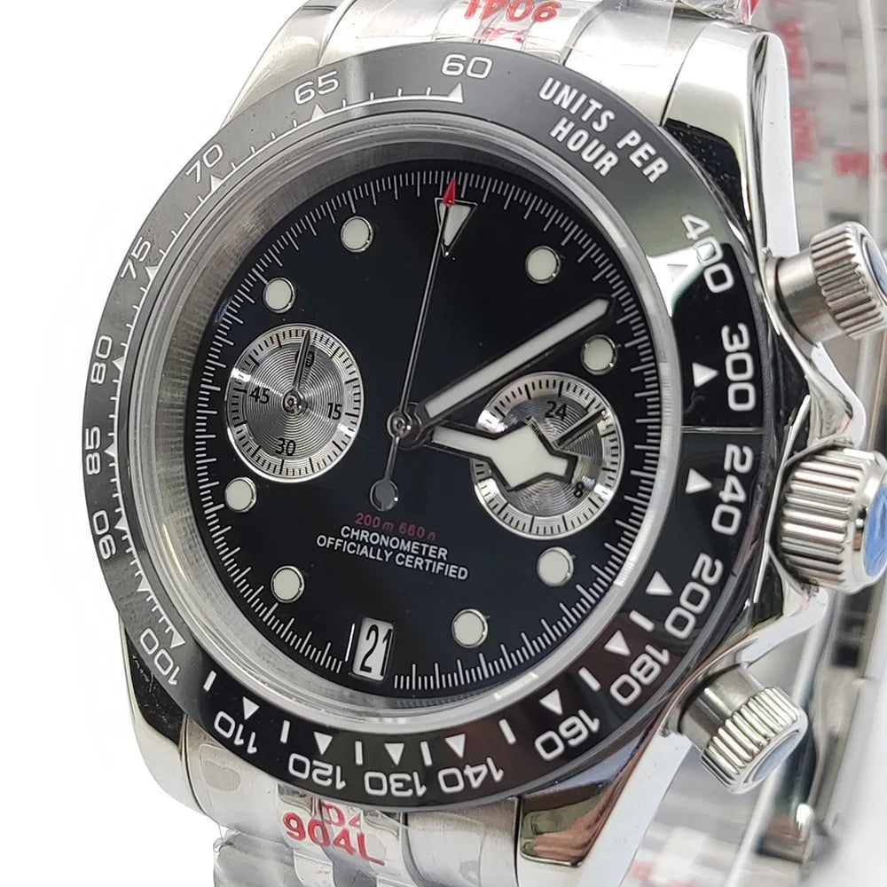 Fashions 39.5MM Quartz Watch VK64 Chronograph Men's Watch Sapphire Glass design vintage Watch Wristwatches Calendar