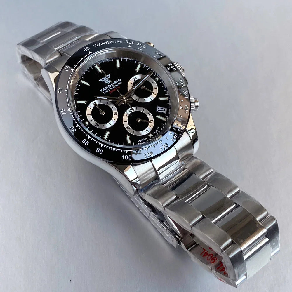 Relógio de Luxo para Homem VK63 com Movimento de Quartzo, Cronógrafo Business, 39mm, Aço/Ouro Rosa, Data, Mostrador Luminescente, Cronógrafo Completo