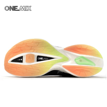 ONEMIX New Nylon Carbon Board Marathon Running Racing Shoes Shock-relief Professional Stable Support Ultra-light Rebound Sneaker