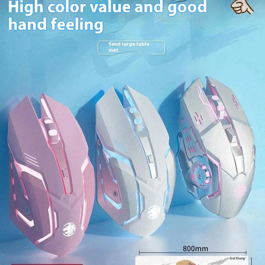 „Frontline“ laidinė žaidimų pelė, rožinė, tyli mechaninė, „e-sportui“, belaidė, moterims, biurui, „Bluetooth“, kompiuteriui, išskirtinio dizaino, miela mergaitiška