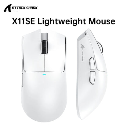 Rato gaming ATTACK SHARK X11 e rato sem fios X11 SE 22000 DPI, sensor PAW3311, BT/2.4G/com fios, leve 59g, 2000W cliques