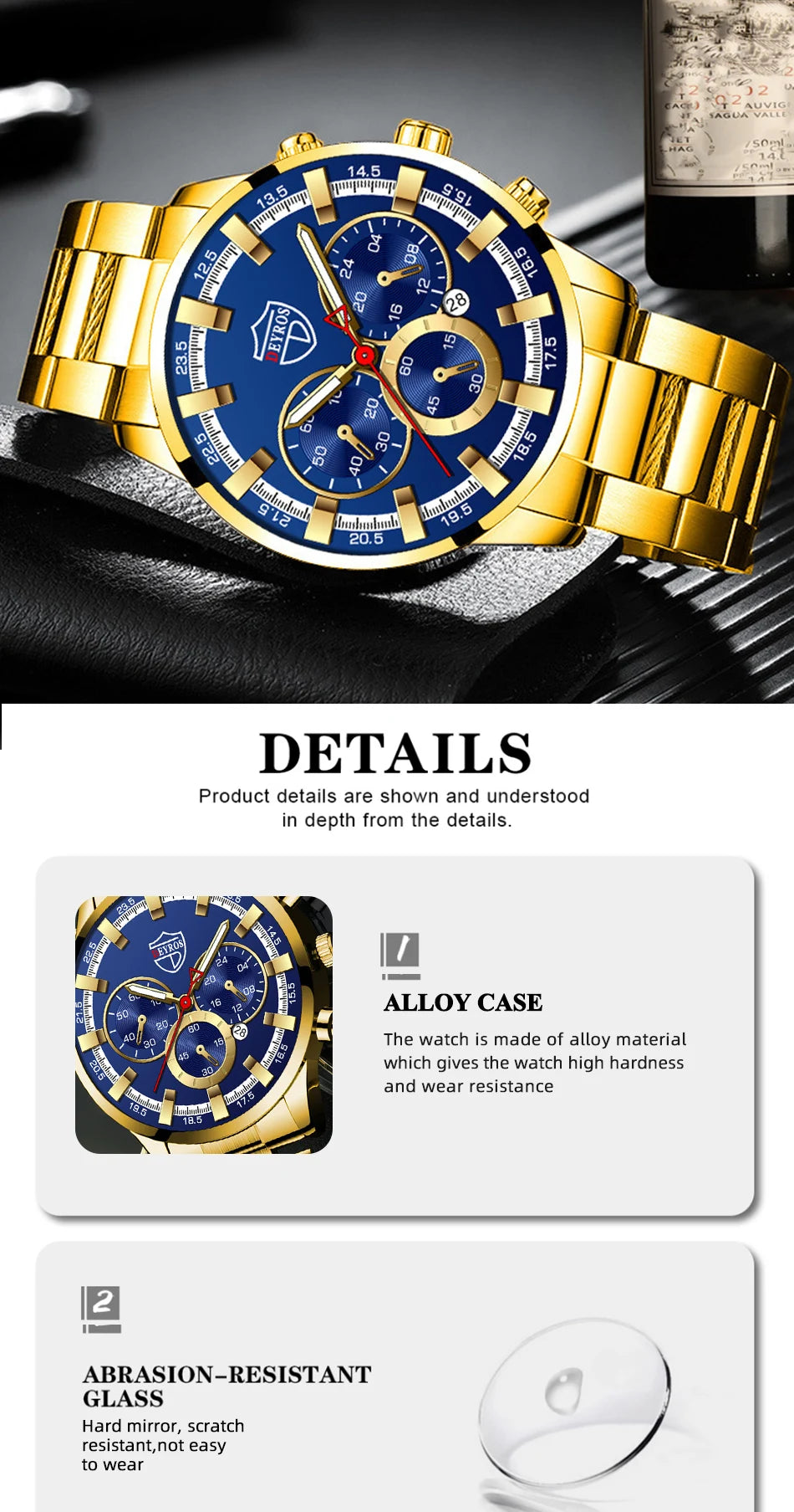 Fashion Men's Watches Business Stainless Steel Quartz Wrist Watch Calendar Date Male Casual Sports Luminous Clock
