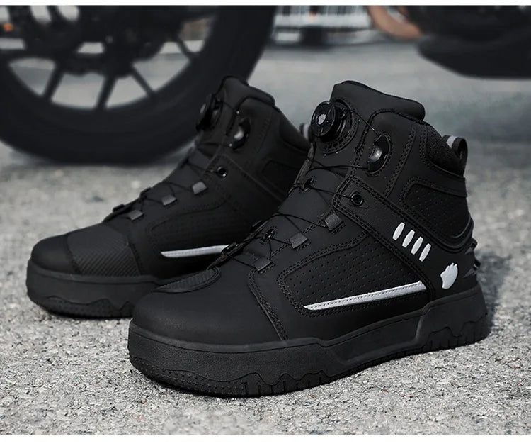 Motorcycle Boots Men Biker Shoes Moto Sneaker Microfiber Leather Adventure Motocross Shoes Anti-slip Motorcycle Equipment