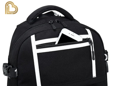 Mochila Yule Trooper F-Fortnited Battle Royale com carregamento USB, figuras anime e compartimento para material escolar para estudantes