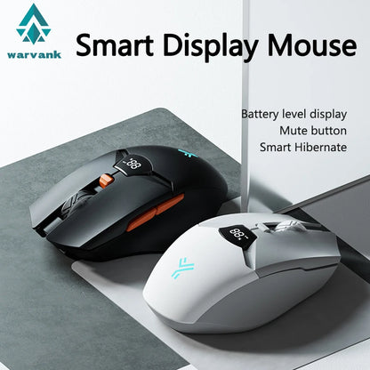 Warvank SX01 trådløs gamingmus med smart skærm, 6-trins DPI-justering, 600mAh genopladelig, lydløs kontor-Bluetooth-mus