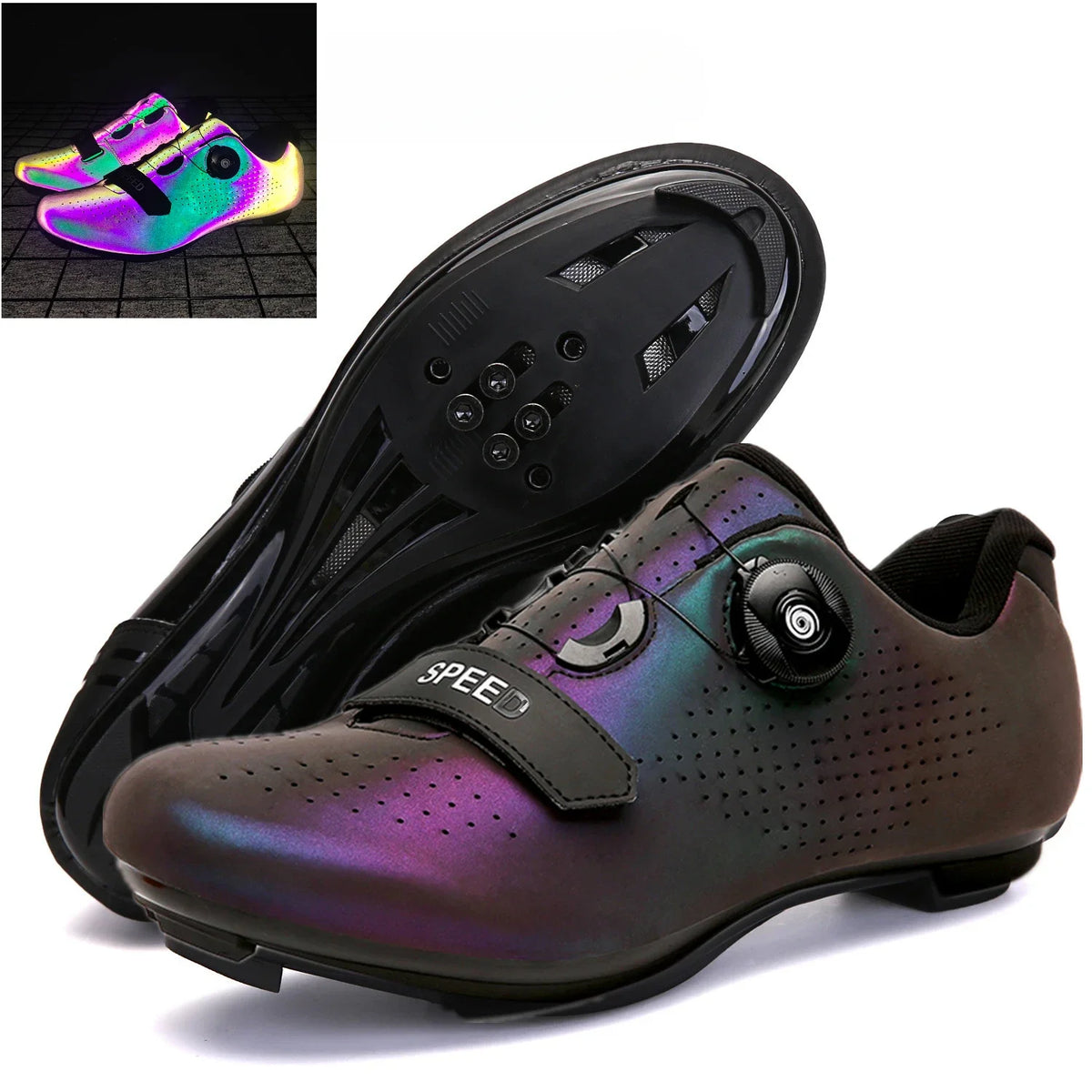 Professional New Sneakers Men Ultralight Double Buckles Cycling Shoes MTB Luminous Road Bike Shoes