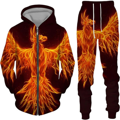 New 3D printed long sleeved hooded sweatshirt set for spring and autumn men's sportswear zipper sweatshirt, Produit gaming premium Fraquane