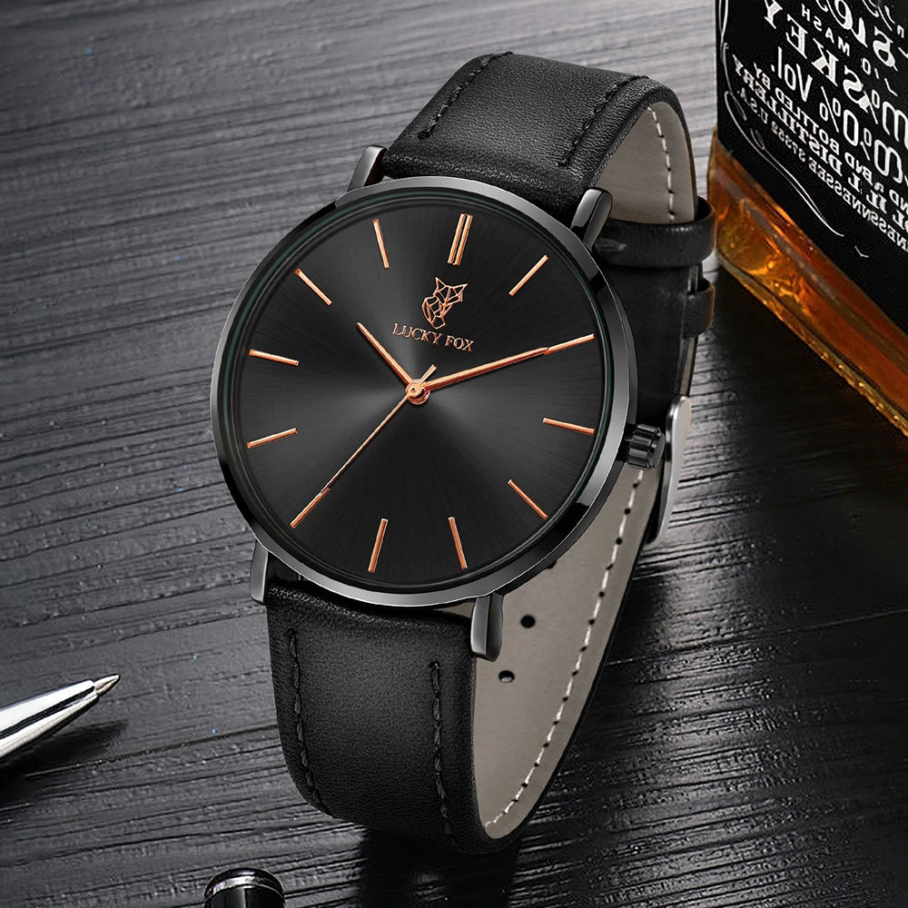 LUCKY FOX Classic Luxury Men Watch Simple Casual Men and Women Round Large Dial Quartz Watch Clock Gifts Men Reloj