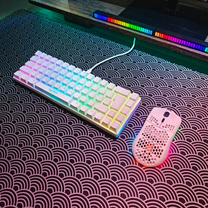 Portable HXSJ 60% RGB Gaming Keyboard and Mouse Set 68-Key Wired Membrane Keyboard 3-Mode Lightweight Wireless Mouse for PC Mac