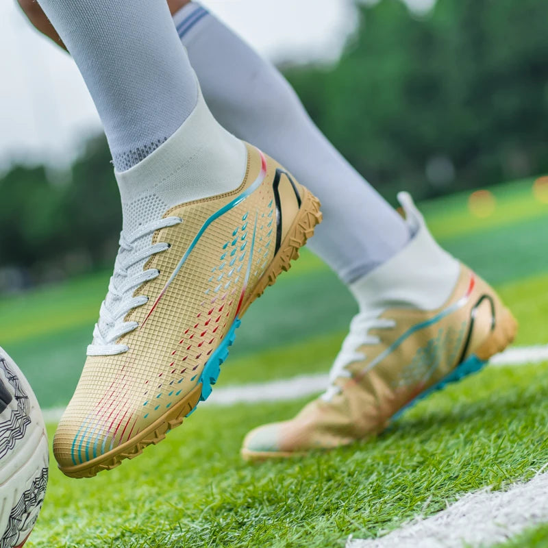New Men Soccer Shoes Men Grass Breathable Soft Outdoor Football Shoes Cleats Long Spikes Comfortable Training Sport Shoes Men