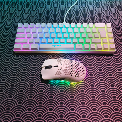 Portable HXSJ 60% RGB Gaming Keyboard and Mouse Set 68-Key Wired Membrane Keyboard 3-Mode Lightweight Wireless Mouse for PC Mac
