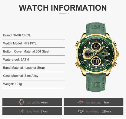 New NAVIFORCE Watches for Men Leather Mens Military Sport Waterproof Watch Quartz WristWatch Chronograph Male Clock